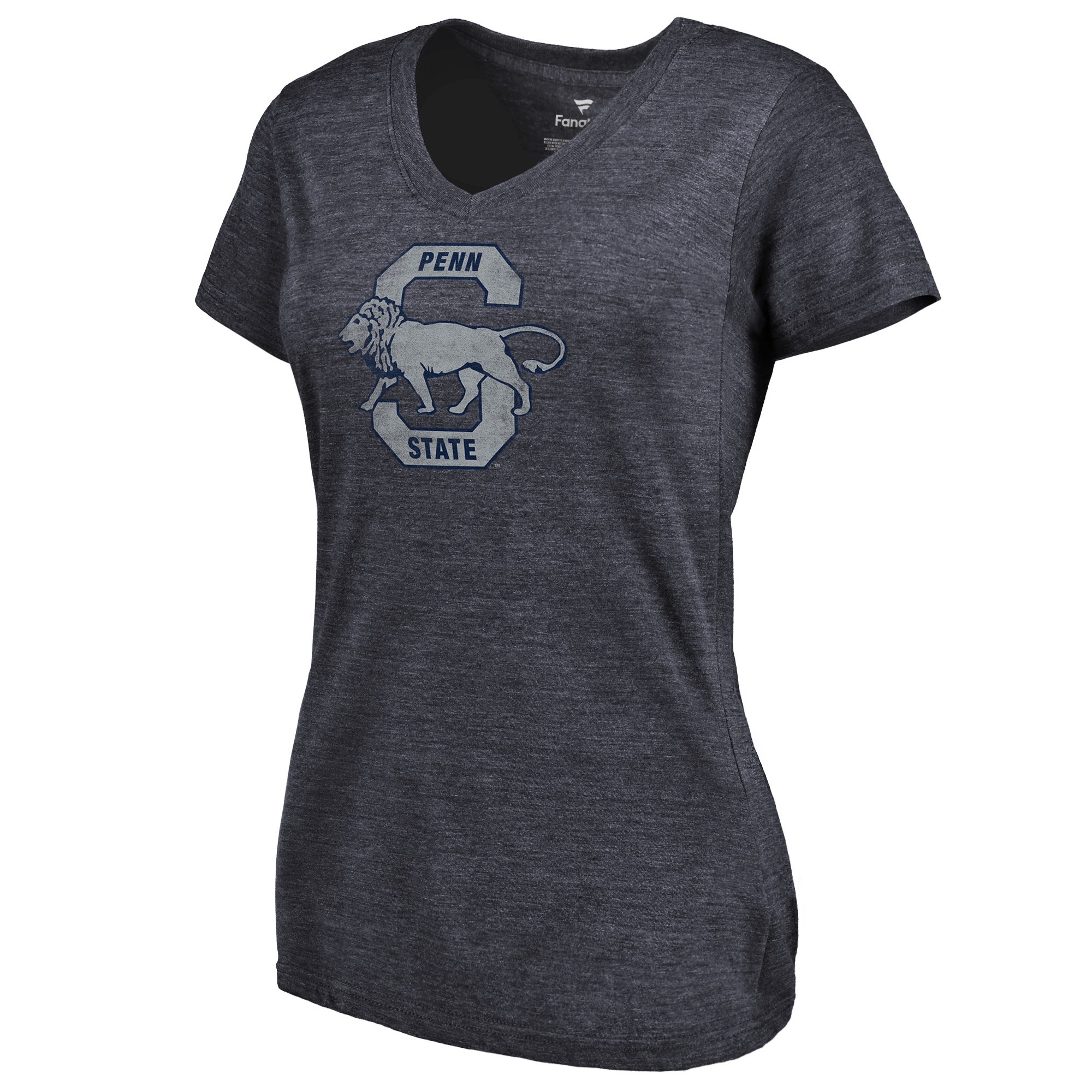 2020 NCAA Fanatics Branded Penn State Nittany Lions Women Navy College Vault Primary Logo TriBlend VNeck TShirt